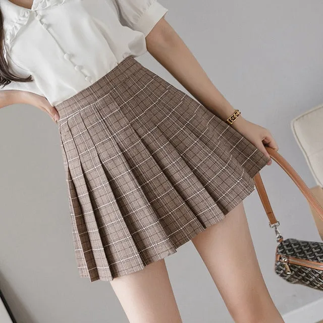 2020 New Summer Skirt High Waist Women Pleated Skirt School Uniforms Dance Skir Harajuku Fashion A-line Plaid Skirt XS-XXL