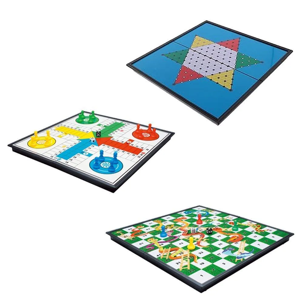 3-in-1 Folding Magnetic Board Game Set