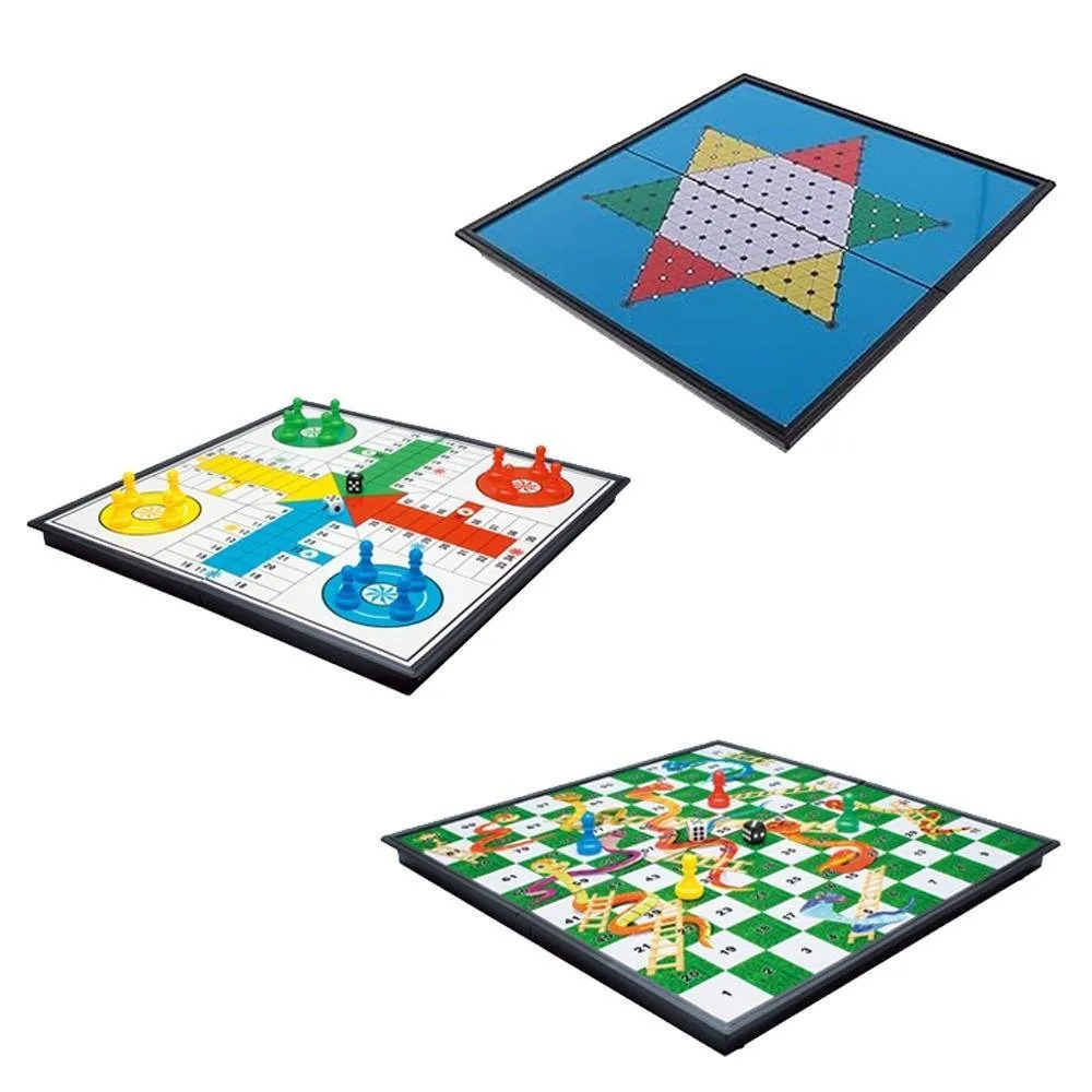 3-in-1 Folding Magnetic Board Game Set