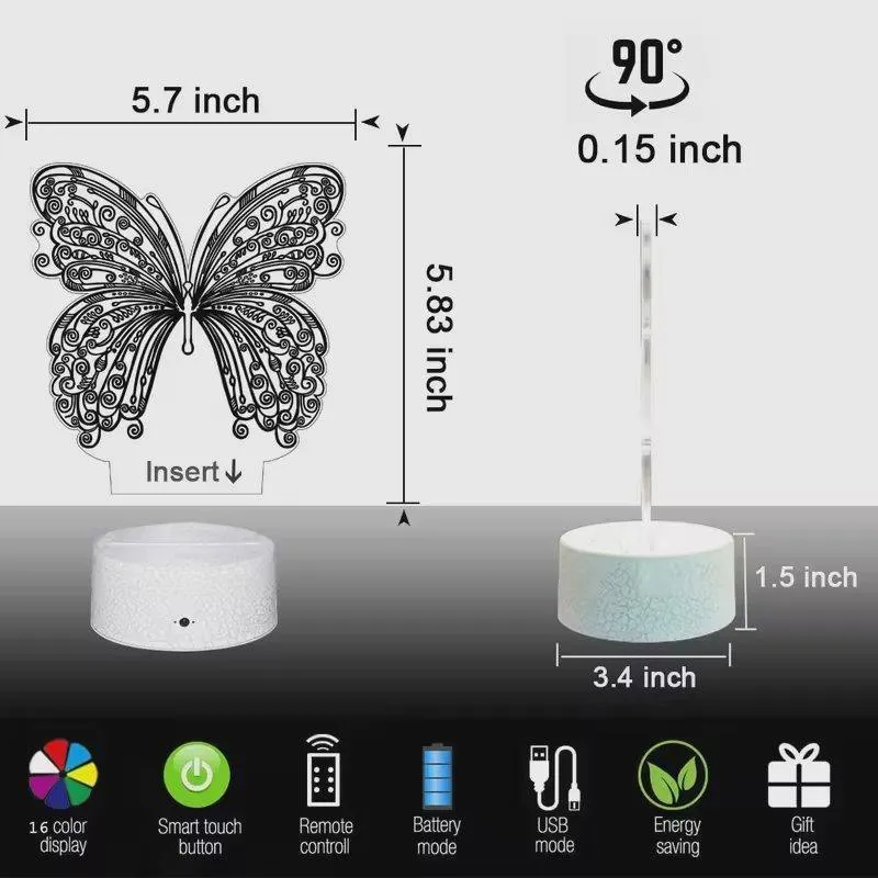 3D Acrylic Light Butterfly Lamp