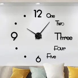 3D DIY Wall Clock Acrylic Mirror Surface Decoration Wall Clock