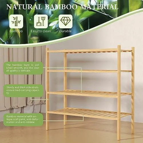 4-Tier Free Standing Stackable Bamboo Shoe Rack