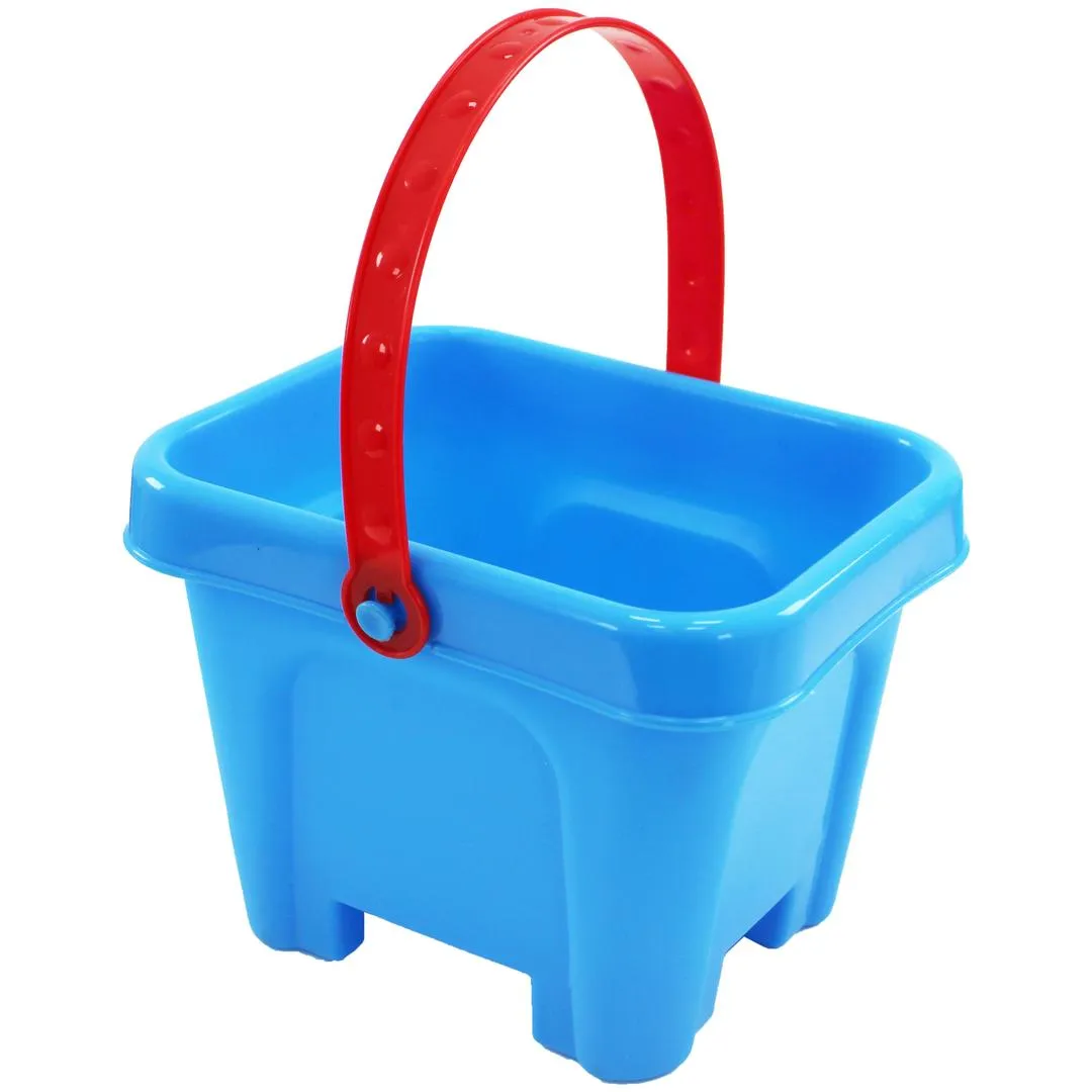 5 Pcs Kids Beach Sand Bucket Castle Set with Bucket, Ship, Fish, and 2 Spade Tools - 909039