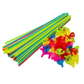 50 Pcs Balloon Support Sticks with Cups and Stand Party Decoration Accessories, Multicolor