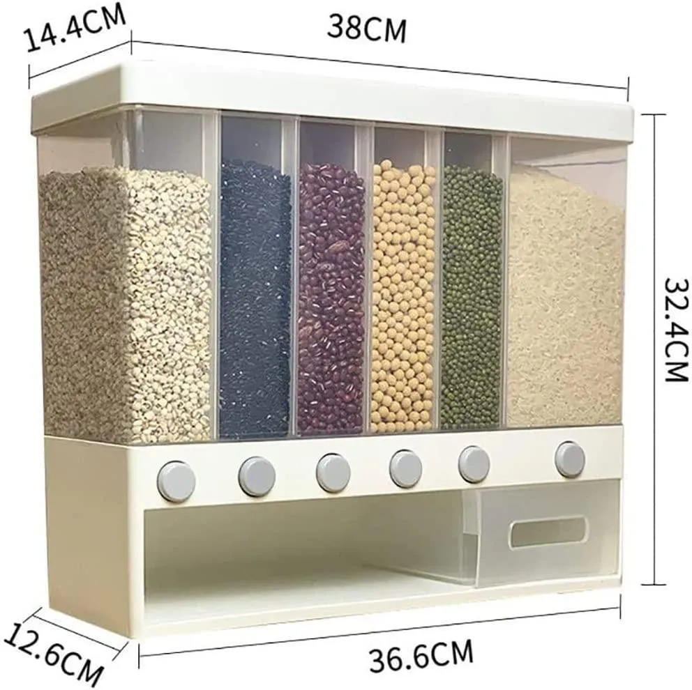 Adjustable 6-Grid Wall-Mounted Storage for Dry Grains