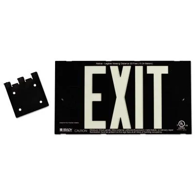 Brady® Glo High Performance Glow-In-The-Dark Exit Signs, Black, Double Face, 38098