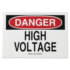 Brady Health & Safety Signs, Danger - High Voltage, 7X10 Polyester Sticker, 84876