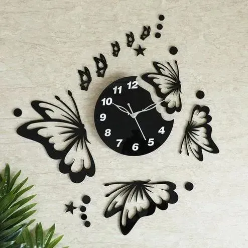 Butterflies and Stars Wall Clock