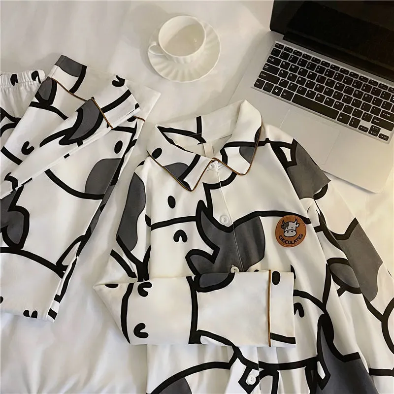 Cow Print Pyjamas Two Piece Set