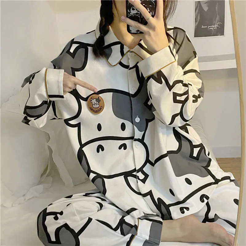 Cow Print Pyjamas Two Piece Set