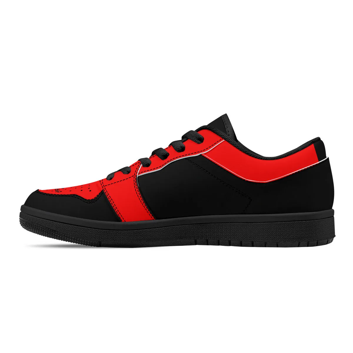 DCYG G4's Black & Red,  Black Sole Low-Top Leather Sneakers