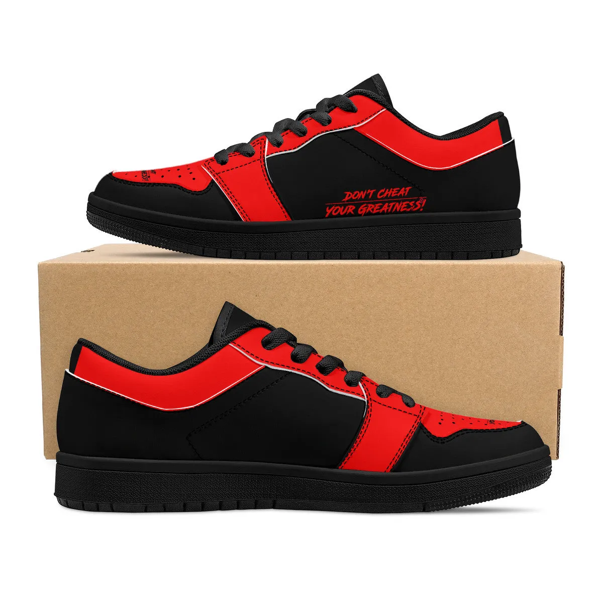 DCYG G4's Black & Red,  Black Sole Low-Top Leather Sneakers