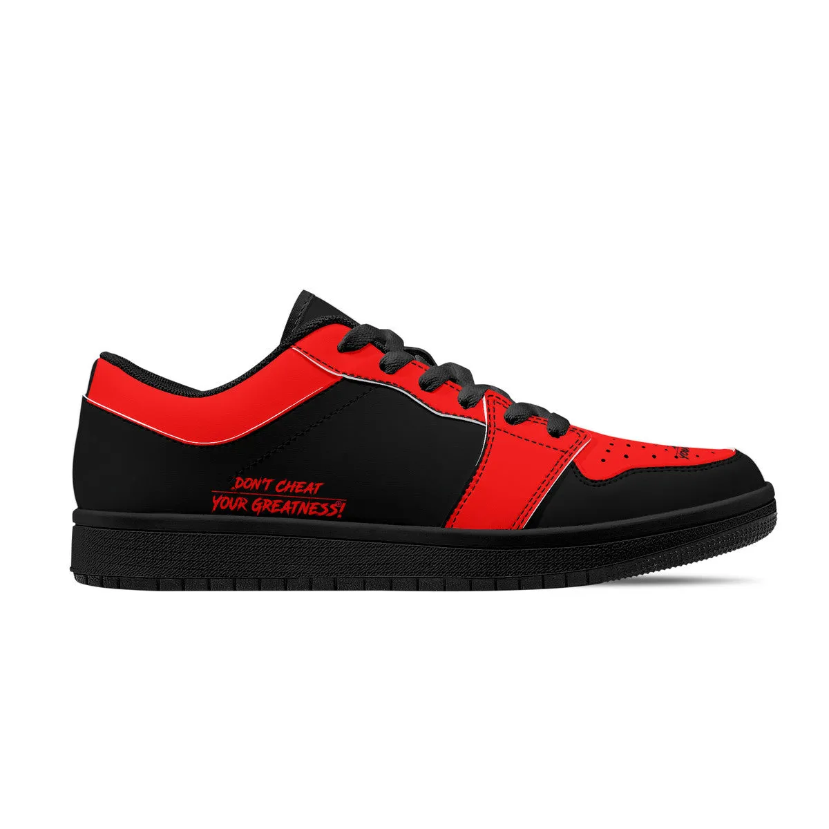 DCYG G4's Black & Red,  Black Sole Low-Top Leather Sneakers