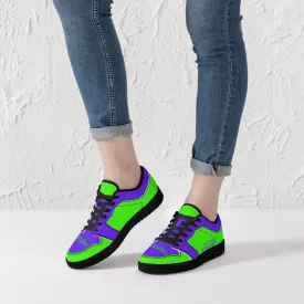 DCYG G4's Purple & Green  Black Sole Low-Top Leather Sneakers