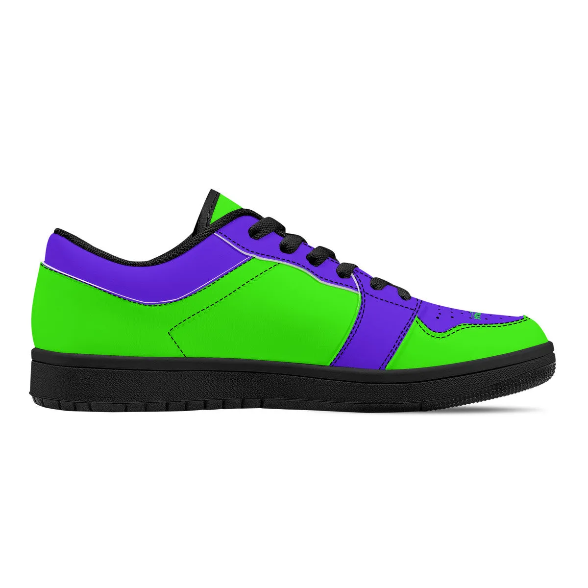 DCYG G4's Purple & Green  Black Sole Low-Top Leather Sneakers