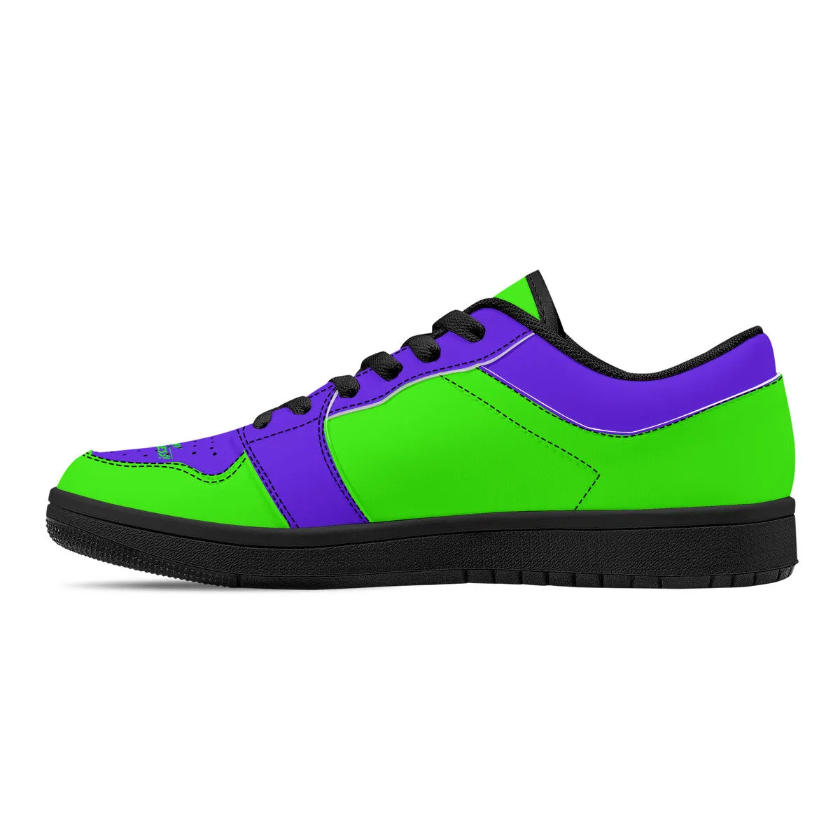 DCYG G4's Purple & Green  Black Sole Low-Top Leather Sneakers