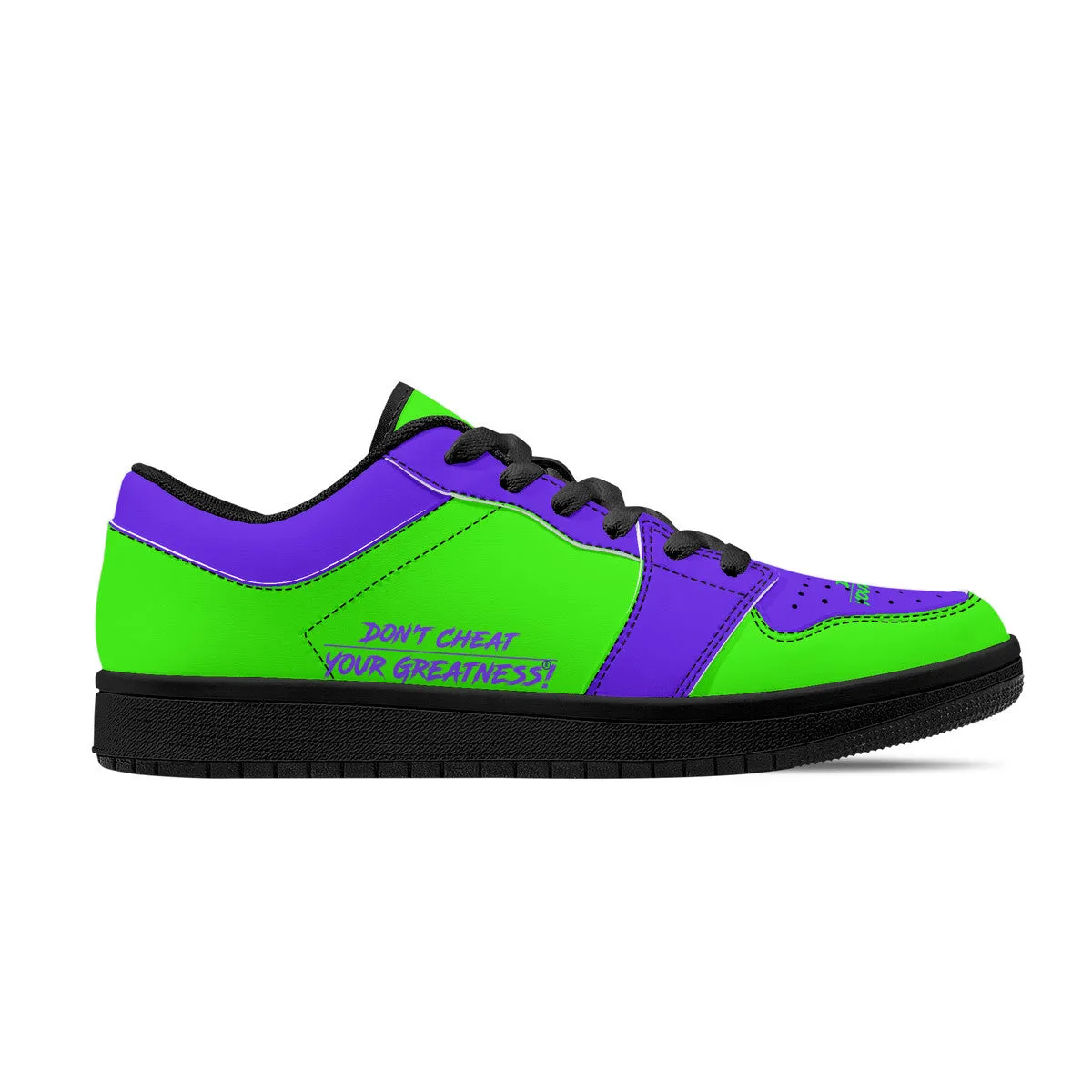 DCYG G4's Purple & Green  Black Sole Low-Top Leather Sneakers