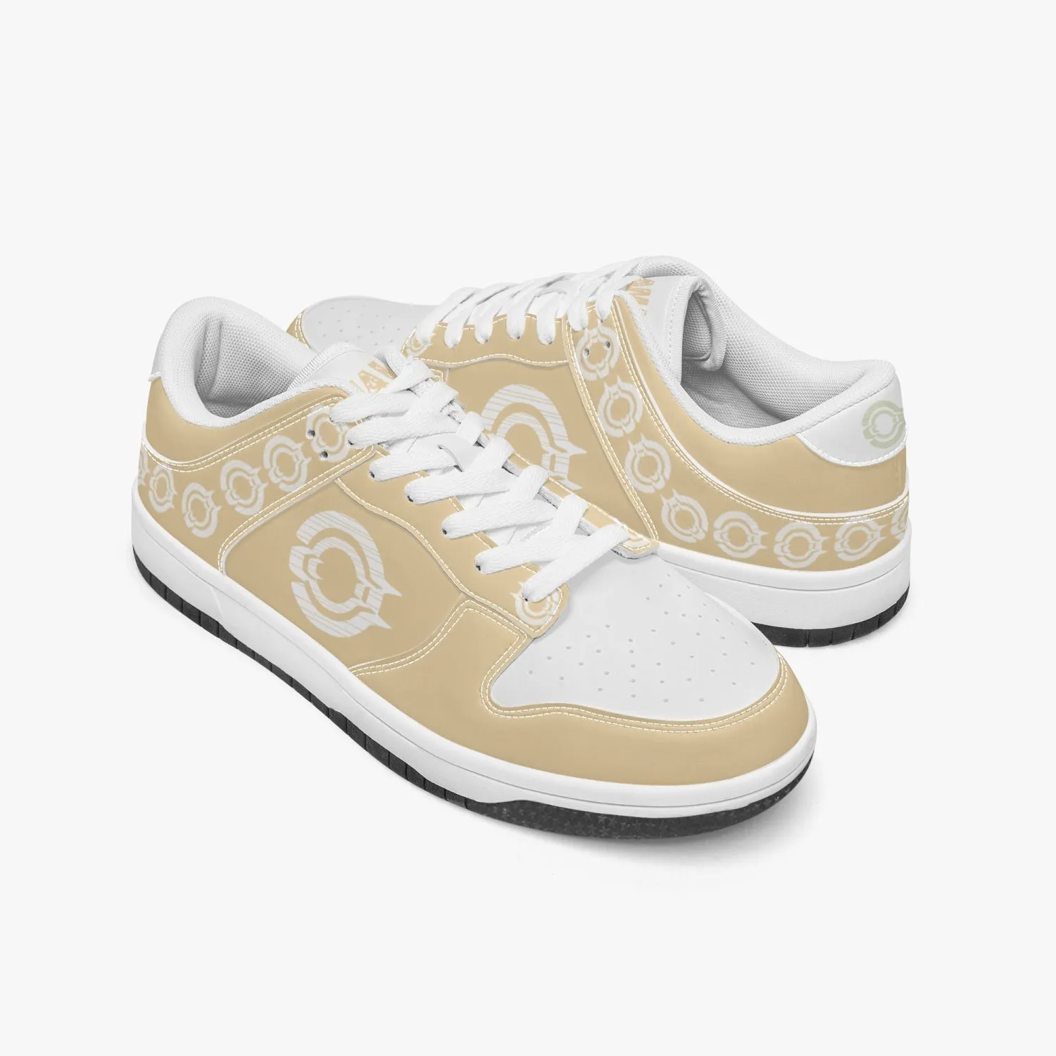 Dunk Stylish Low-Top Leather Sneakers Light Orange-White Logo