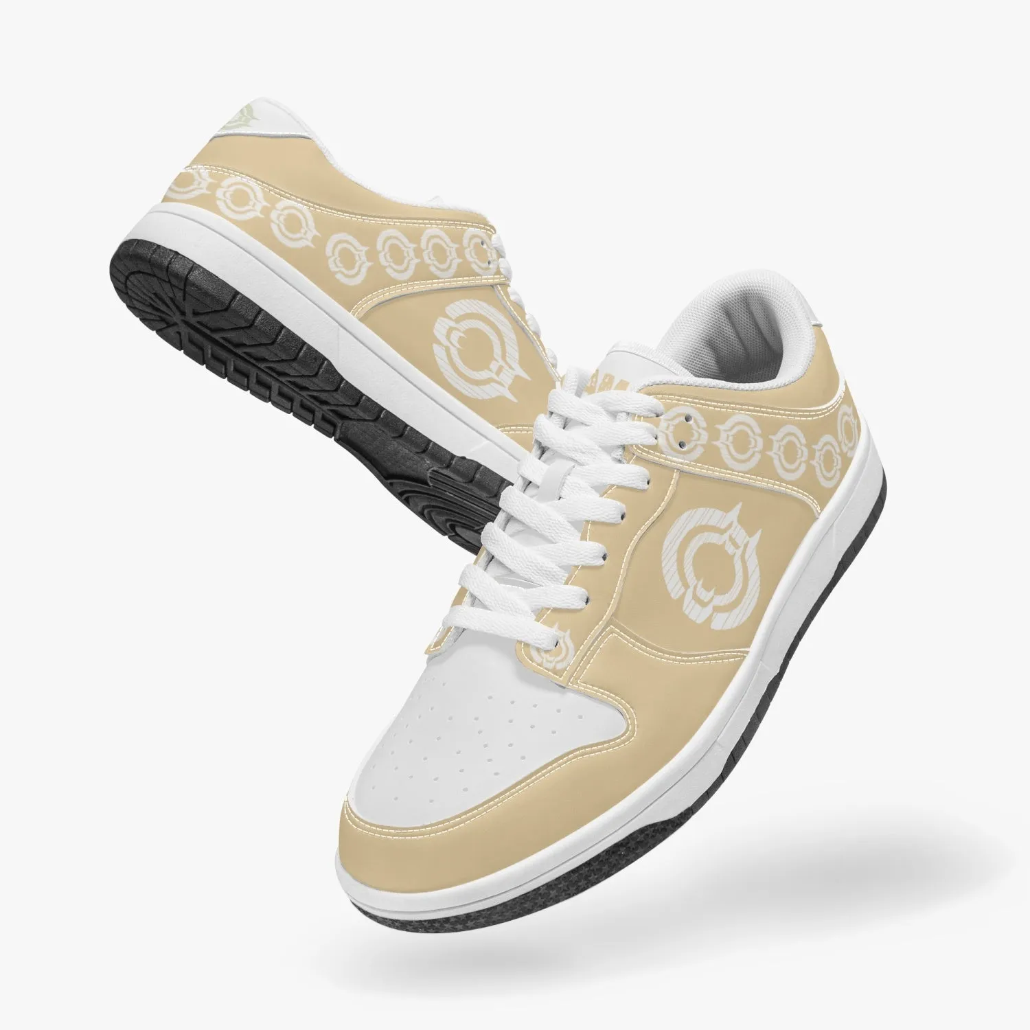 Dunk Stylish Low-Top Leather Sneakers Light Orange-White Logo