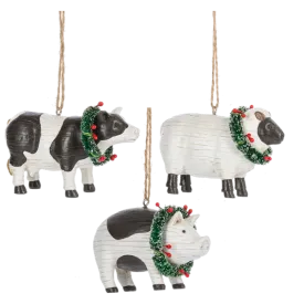 Folk Art Farm Animal Ornament, Assorted