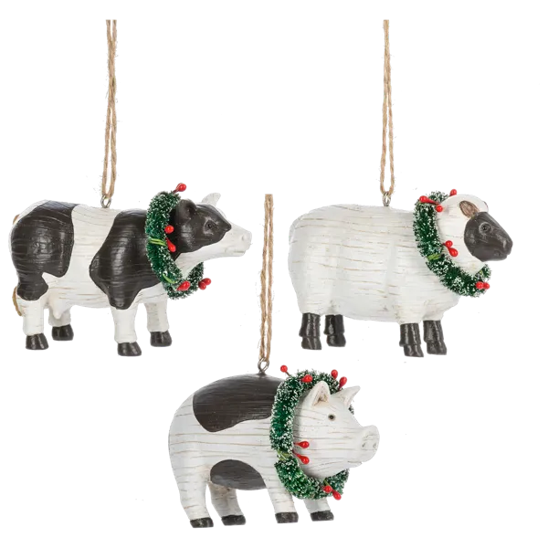 Folk Art Farm Animal Ornament, Assorted