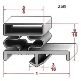 G165  21 3/4" x 65 1/2" OD, Door Gasket,  Grey, Snap in , Magnetic  NRE # 054516