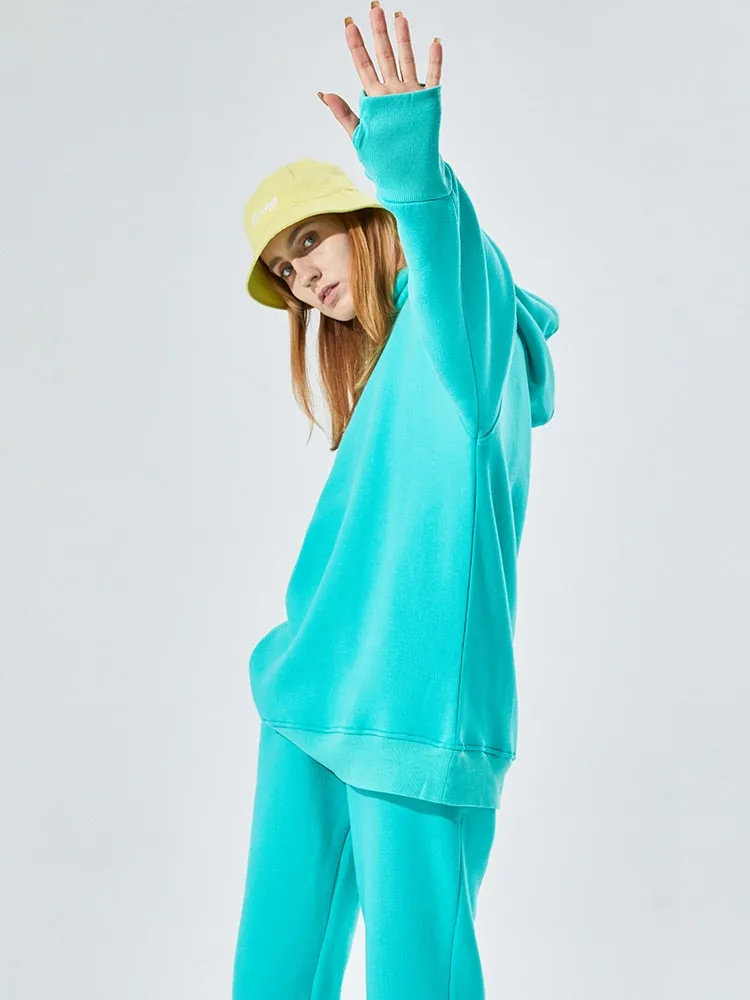 GCAROL Fall Winter Women Long Hooded Suits 80% Cotton Fleece