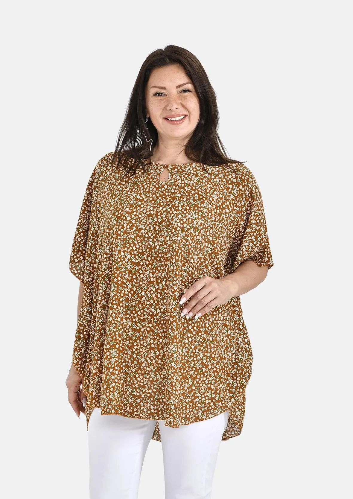 High-Low Hem Printed Top