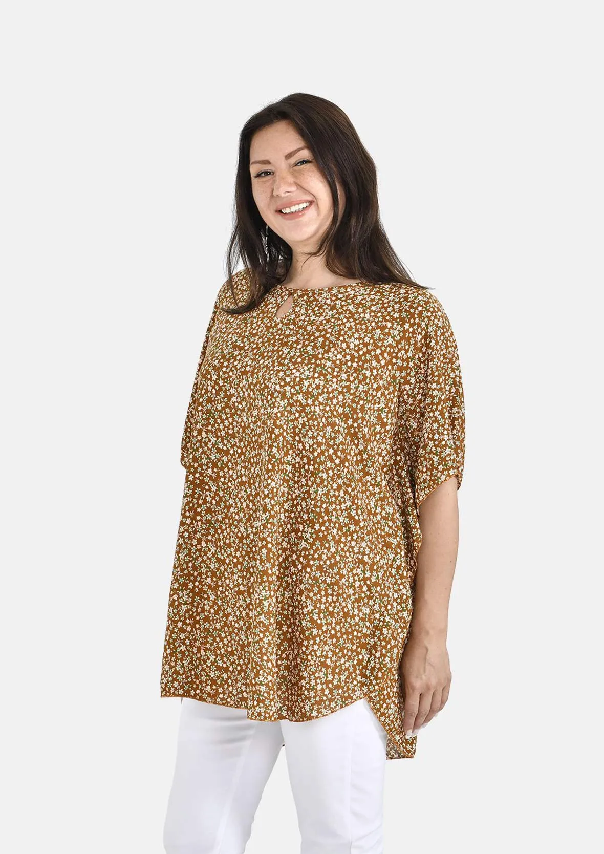 High-Low Hem Printed Top