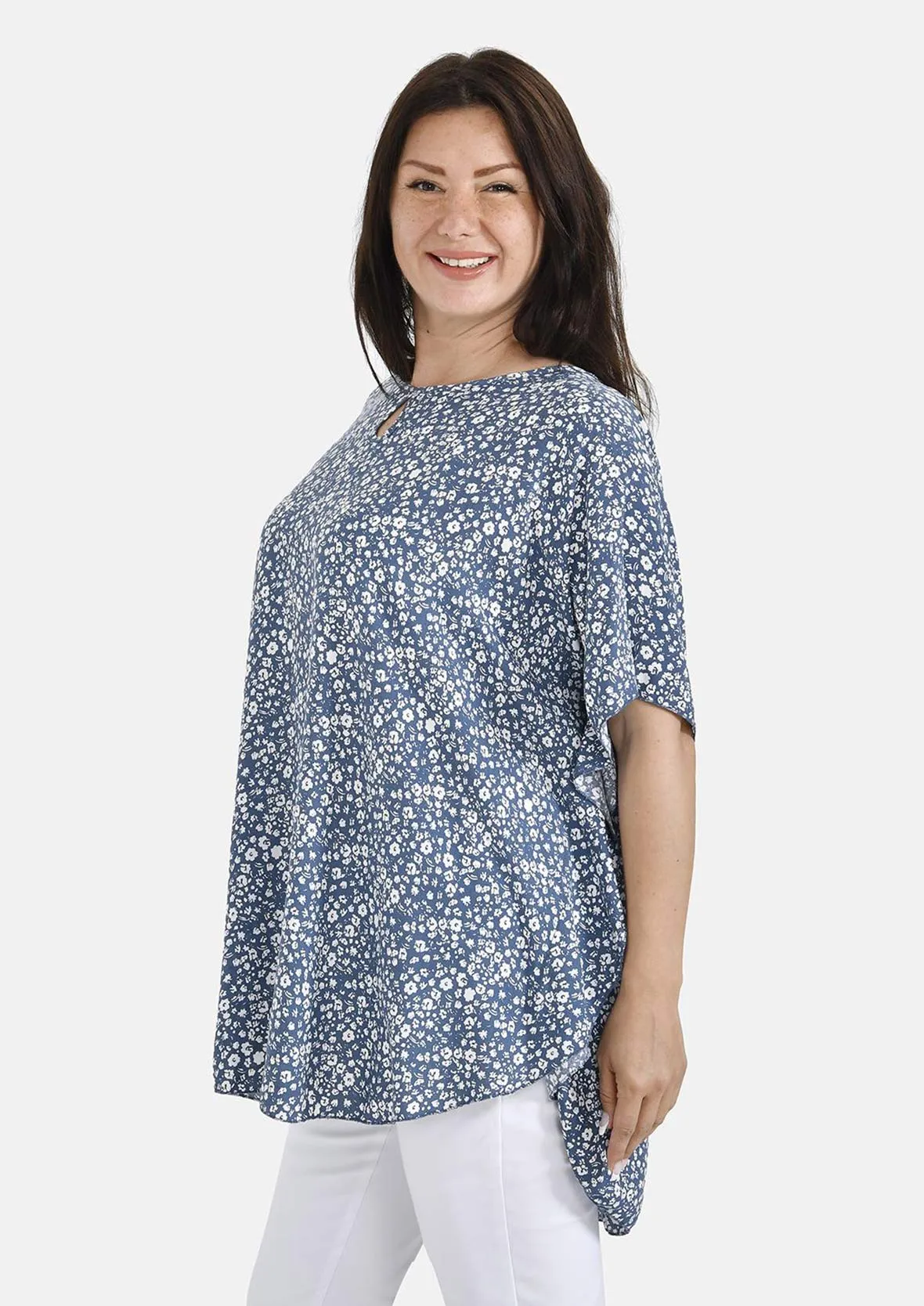 High-Low Hem Printed Top