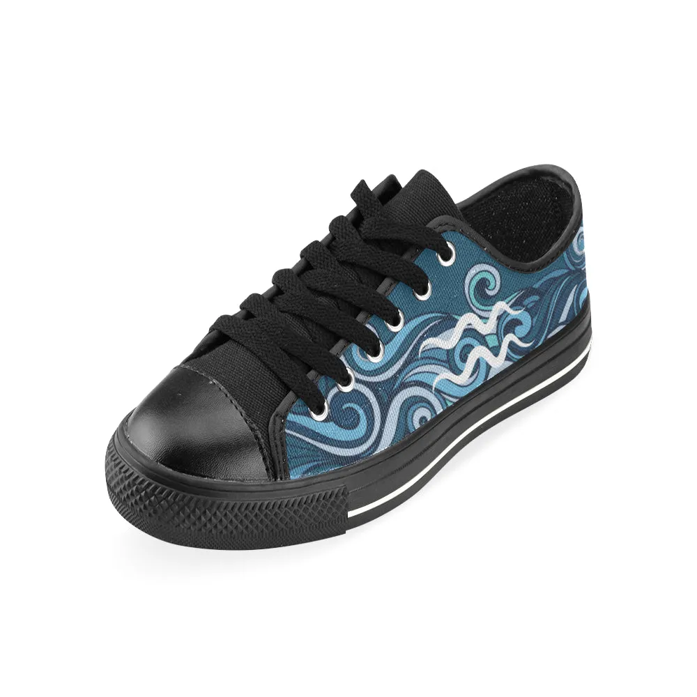 Kid's Aquarius Zodiac Print Canvas Low Top Shoes