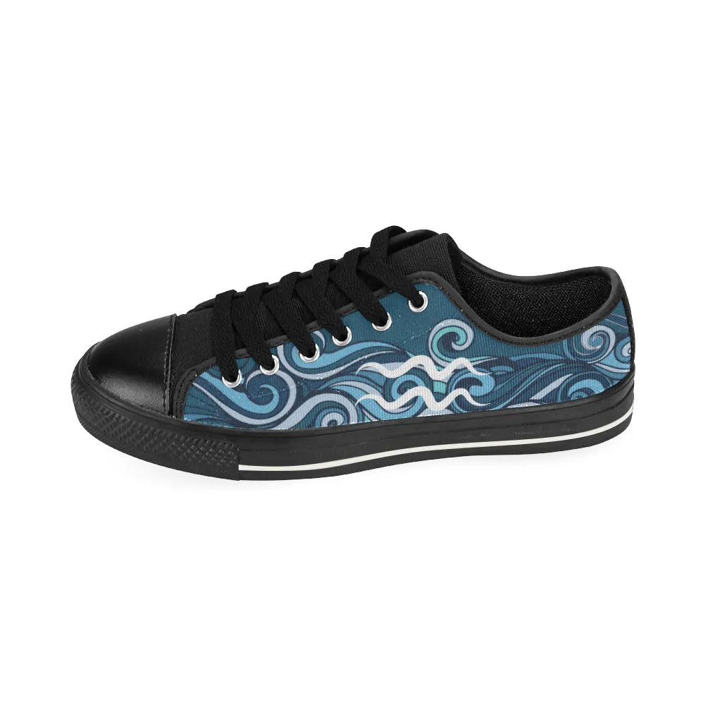 Kid's Aquarius Zodiac Print Canvas Low Top Shoes