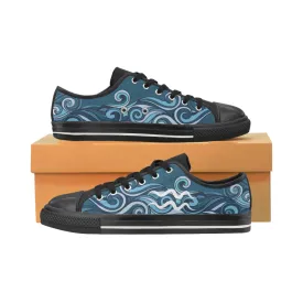 Kid's Aquarius Zodiac Print Canvas Low Top Shoes