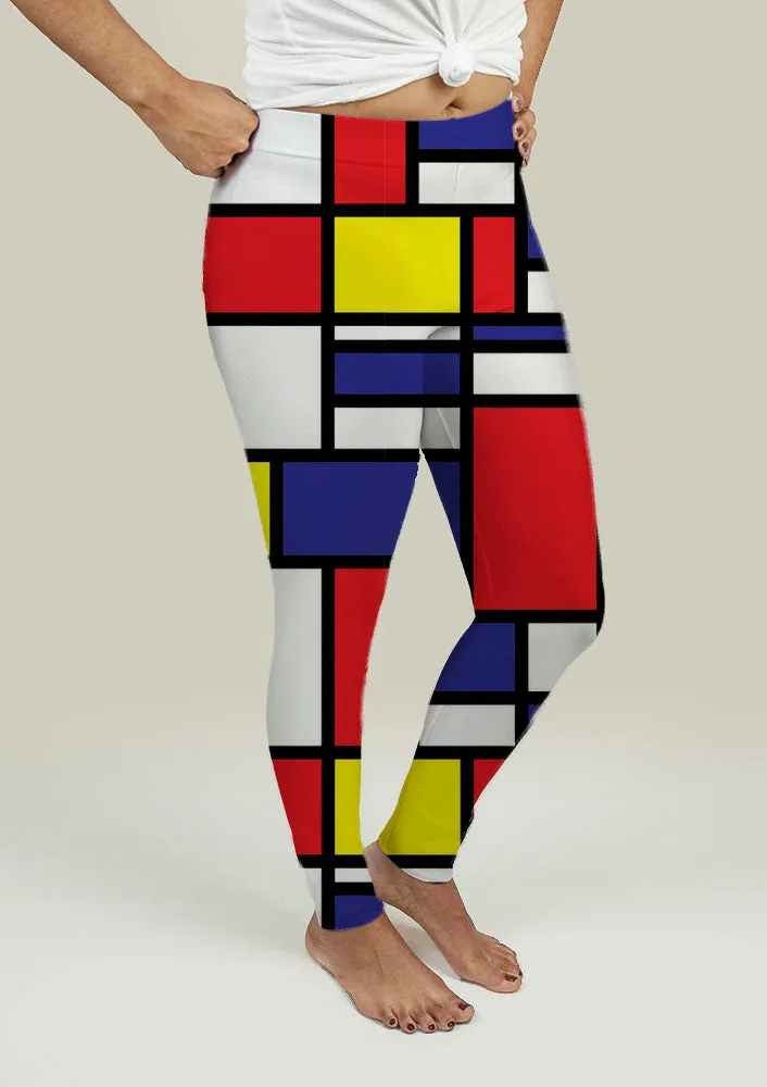 Leggings with Mondrian Design