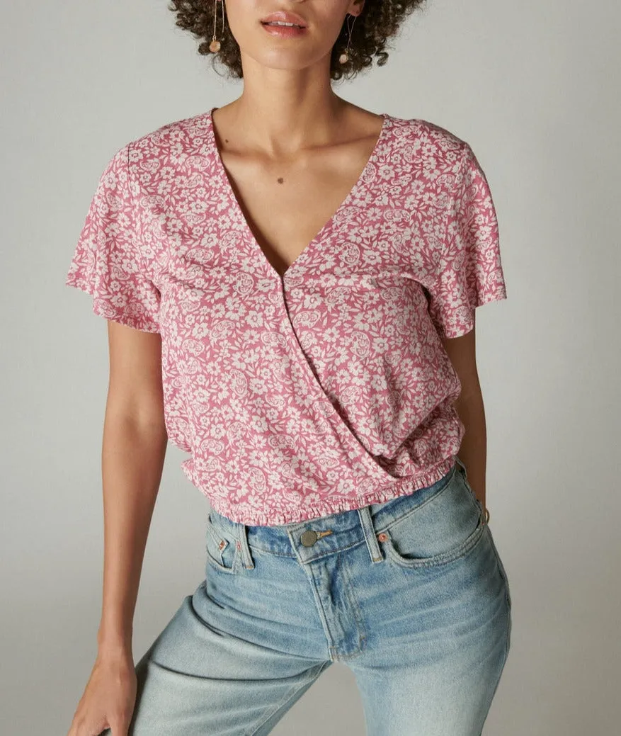 Lucky Brand Printed Surplice Top