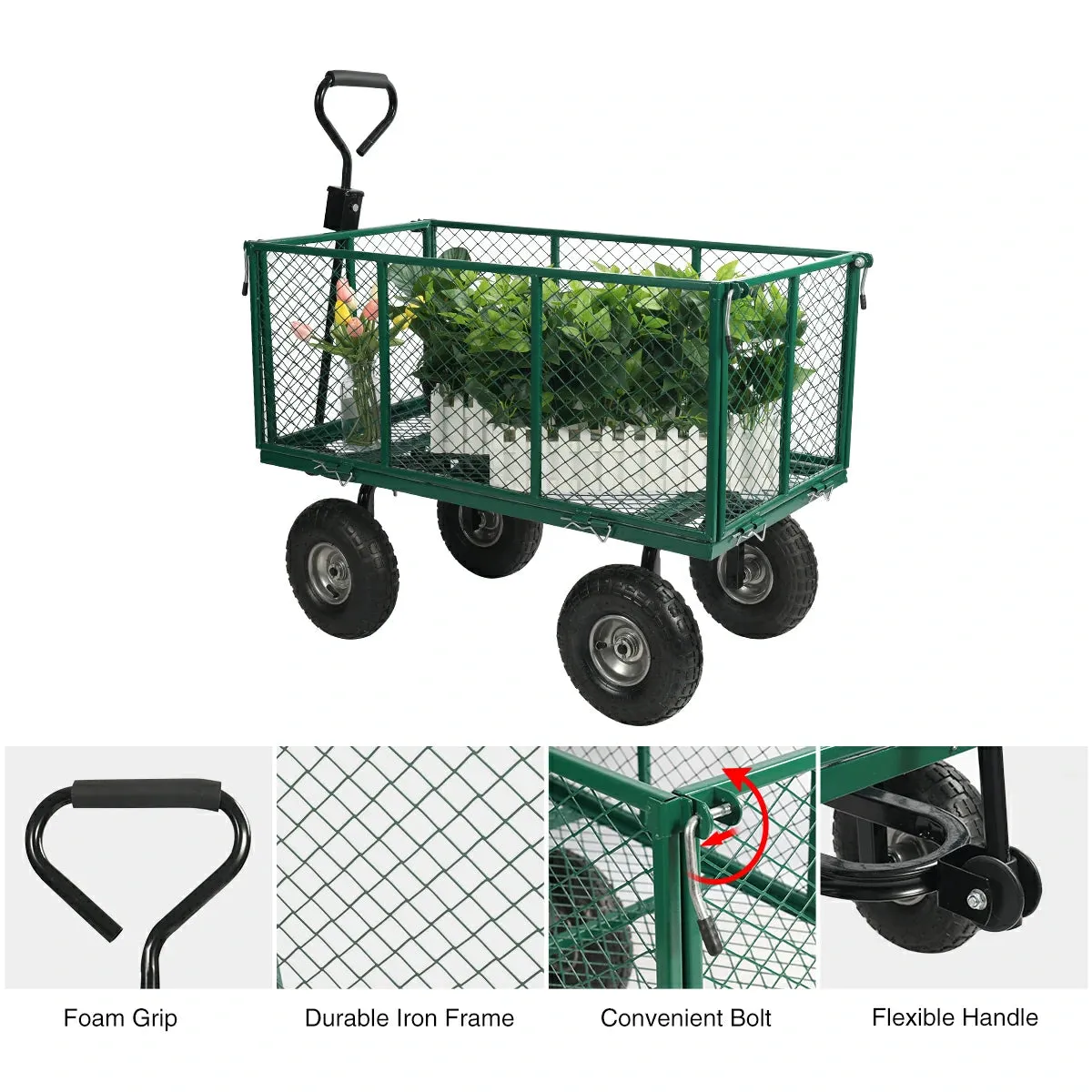 Mesh Steel Garden Cart