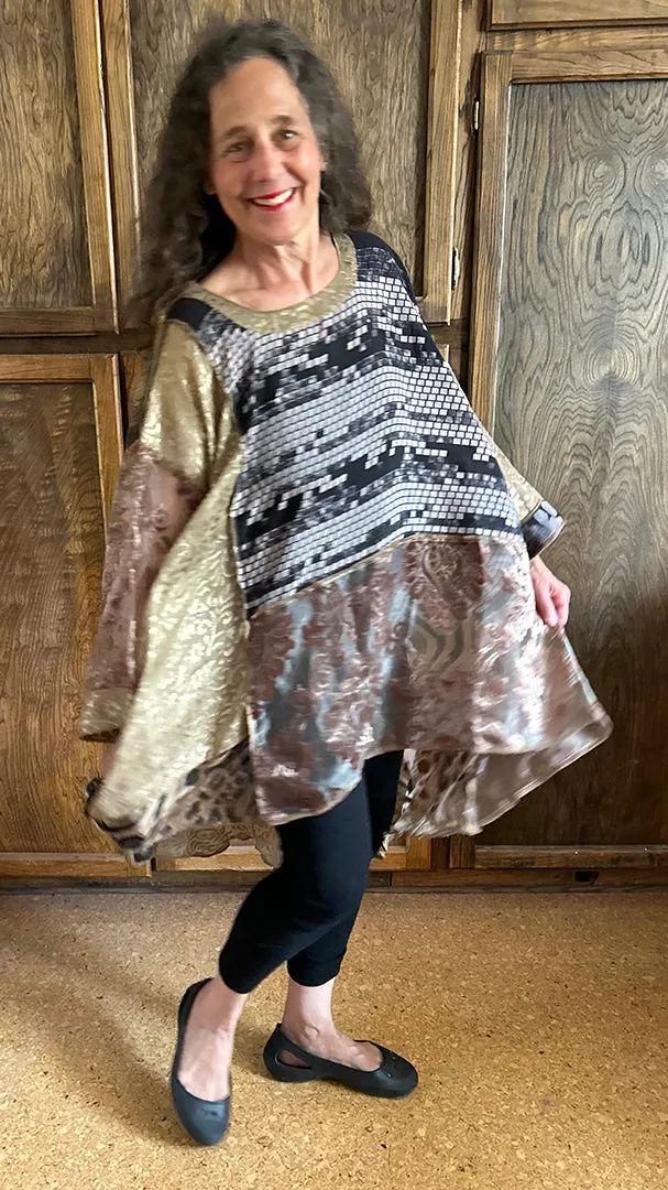 Mosaic hi-low Tunic Top Boho Hippie Chic Resort Wear Sml-10X