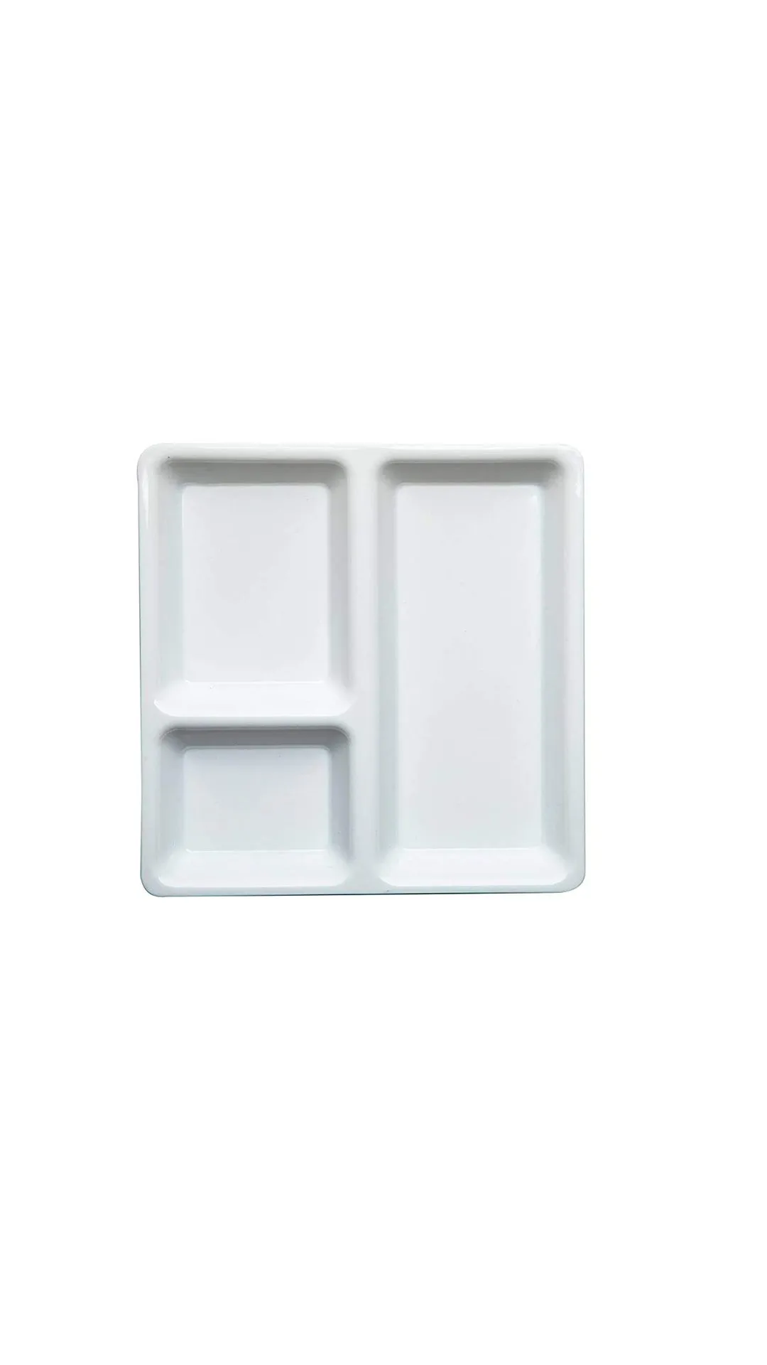 Multicolor Plastic 3 in,1 Compartment Pav Bhaji Plate White Color.