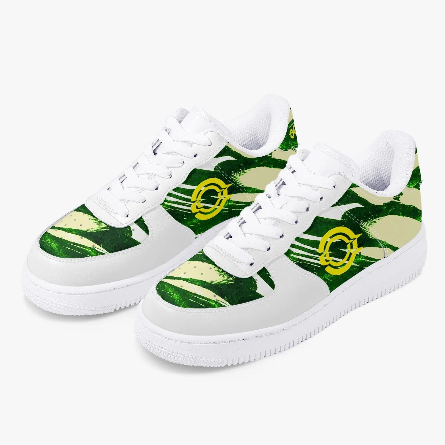 OOTAMAWAE Original Brand  Low-Top Leather Sports Sneakers AIR Green Yellow Cloud