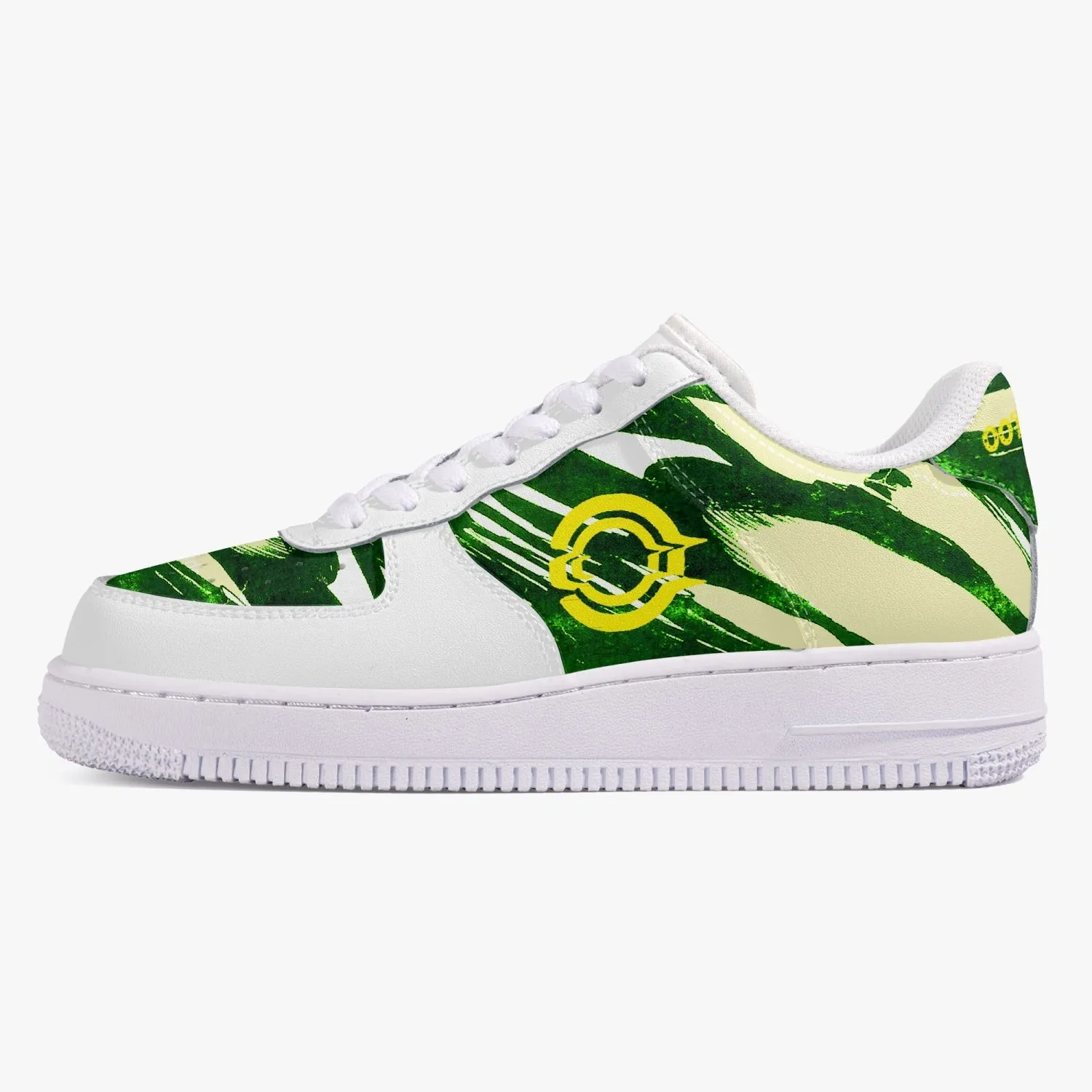 OOTAMAWAE Original Brand  Low-Top Leather Sports Sneakers AIR Green Yellow Cloud