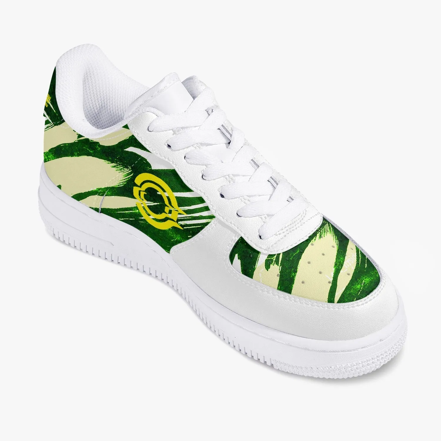 OOTAMAWAE Original Brand  Low-Top Leather Sports Sneakers AIR Green Yellow Cloud