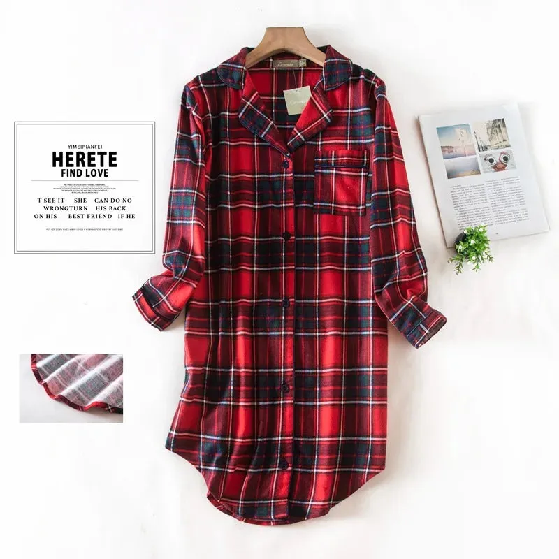 Plaid Cotton Flannel Nightgown