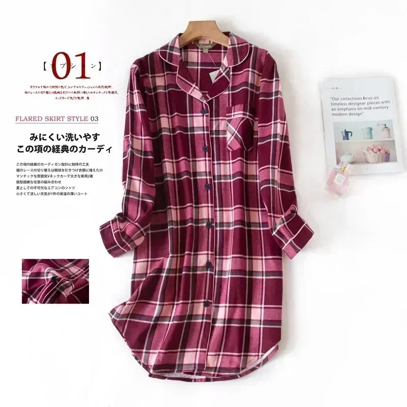 Plaid Cotton Flannel Nightgown