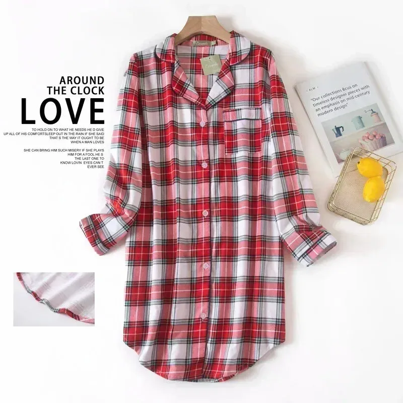 Plaid Cotton Flannel Nightgown