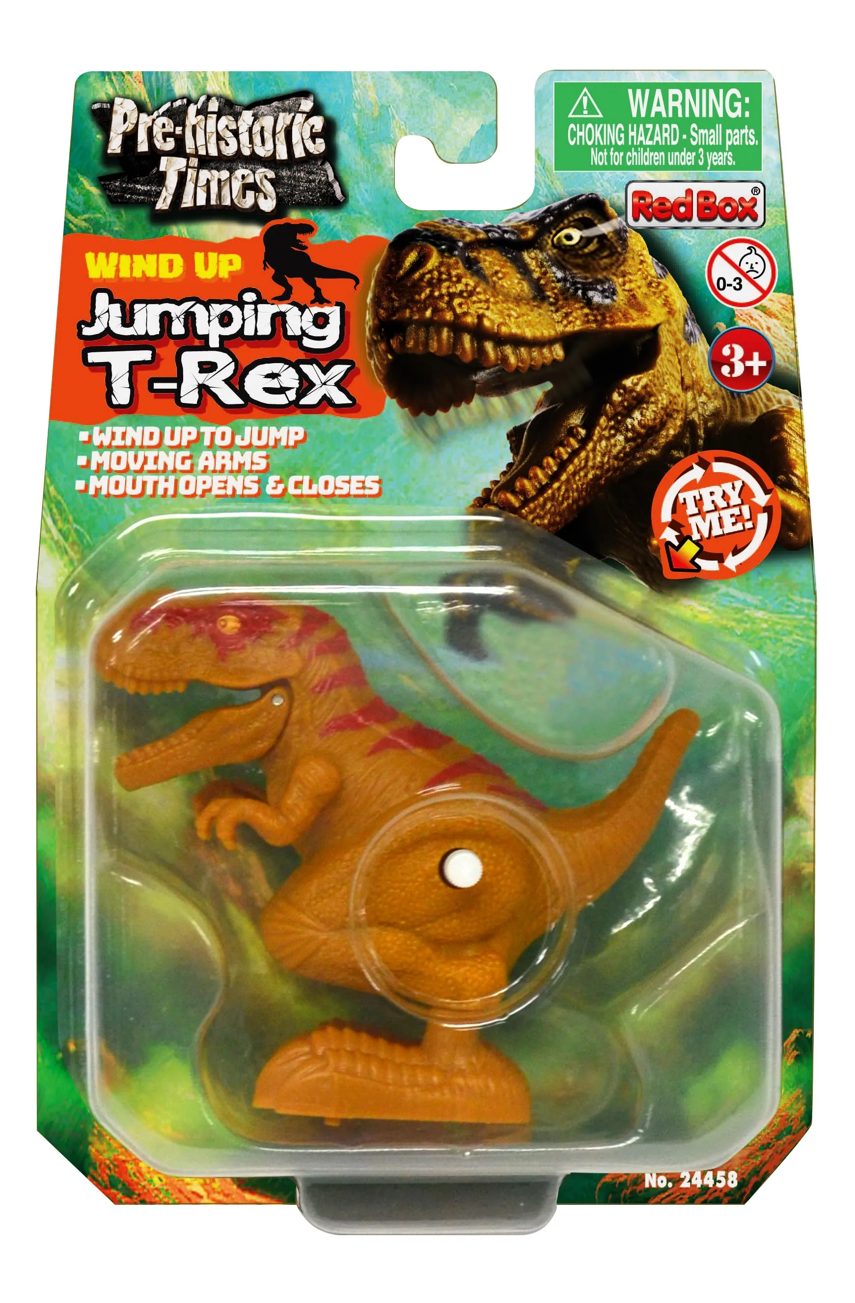 Redbox Pre-Historic Times Wind Up Jumping T-Rex Assorted Styles