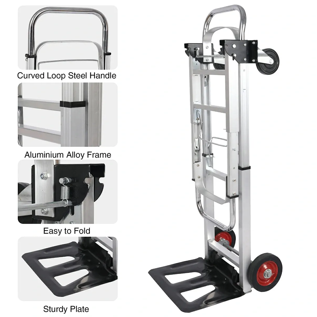 REDCAMP Folding Aluminum 2 in 1 Convertible Hand Truck Dolly