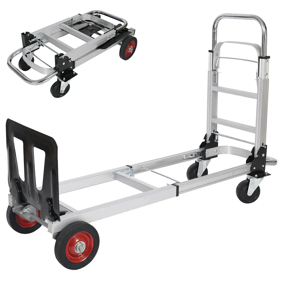 REDCAMP Folding Aluminum 2 in 1 Convertible Hand Truck Dolly