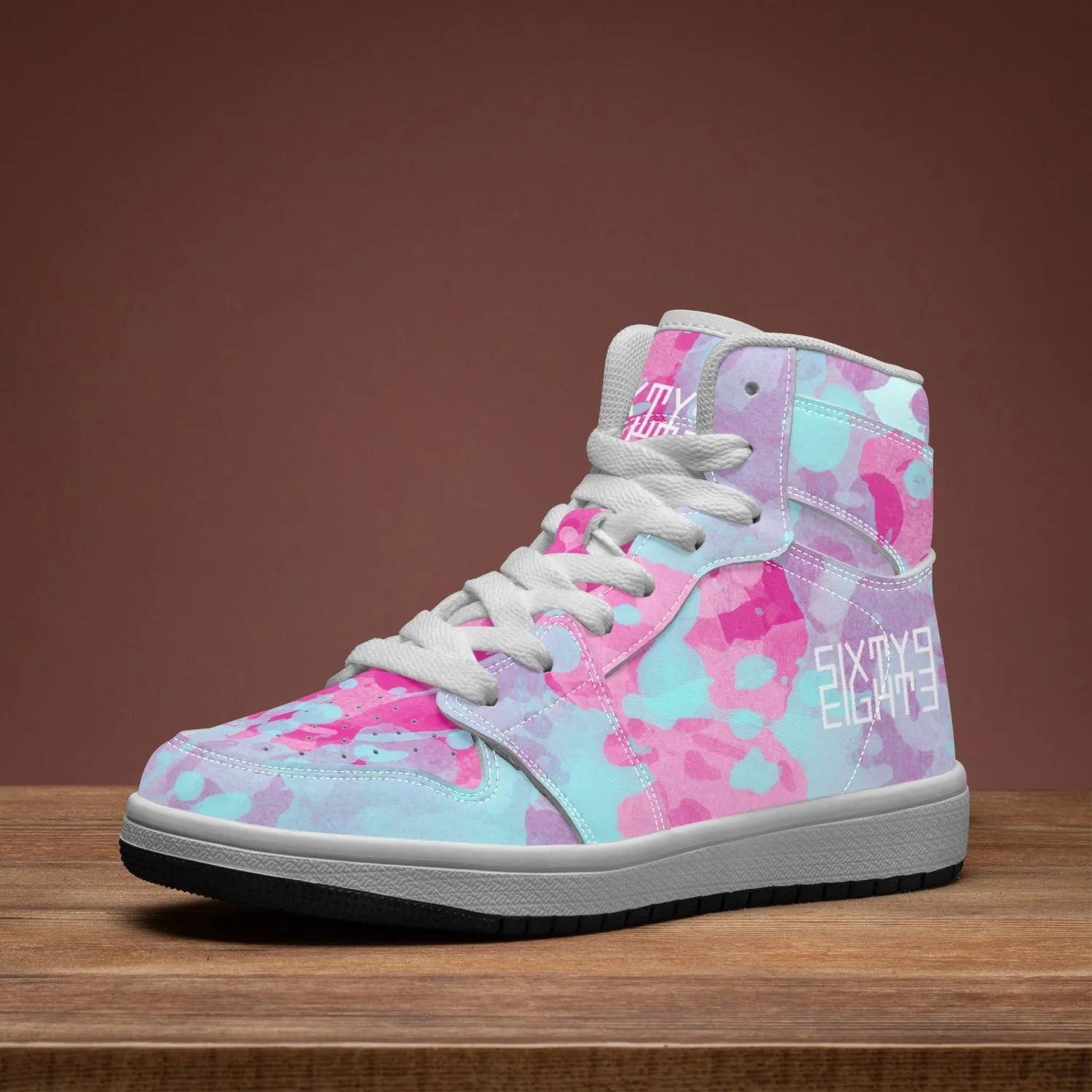 Sixty Eight 93 Logo White Blue Raspberry Kids High-Top Shoes