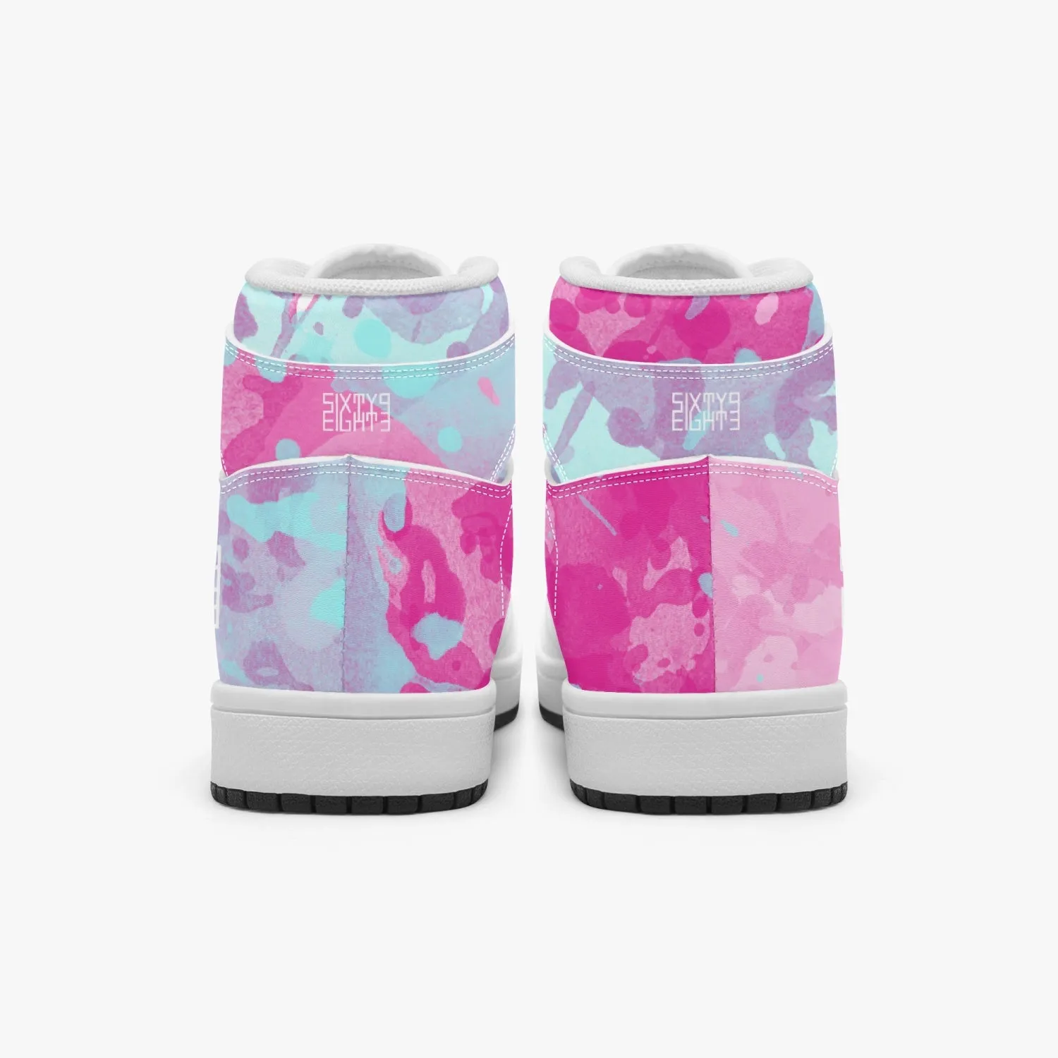 Sixty Eight 93 Logo White Blue Raspberry Kids High-Top Shoes