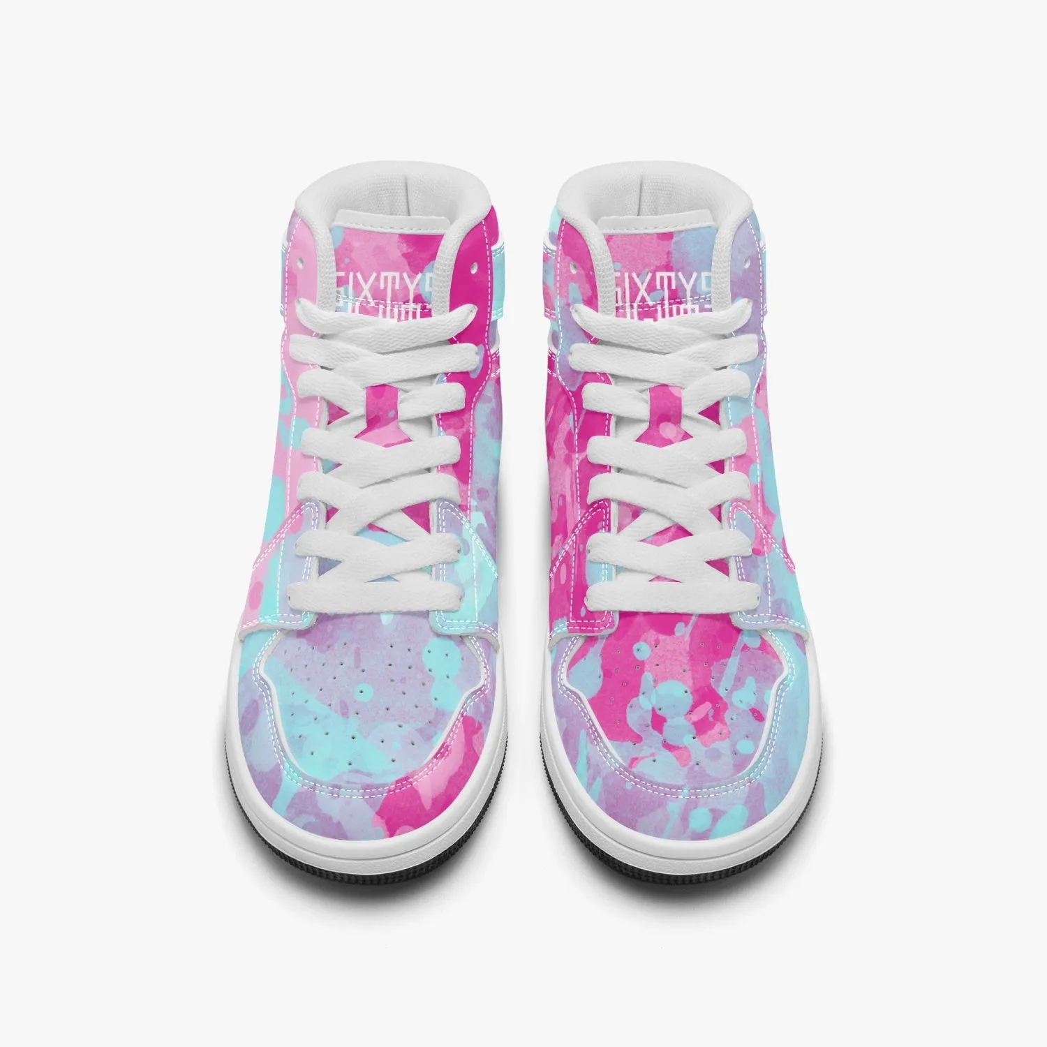 Sixty Eight 93 Logo White Blue Raspberry Kids High-Top Shoes